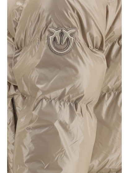 Pinko Glossy quilted Puffer Jacket - Beige-Cinciglia