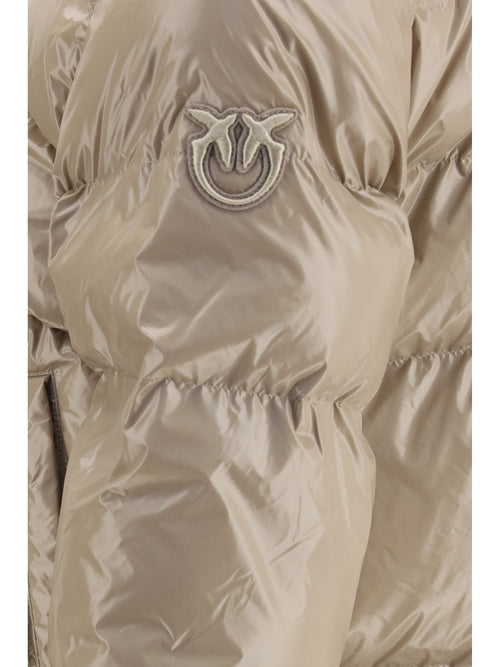 Pinko Glossy quilted Puffer Jacket - Beige-Cinciglia
