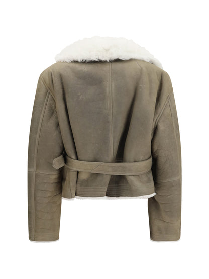 Rick Owens Cropped suede and shearling Flight Jacket - Drk