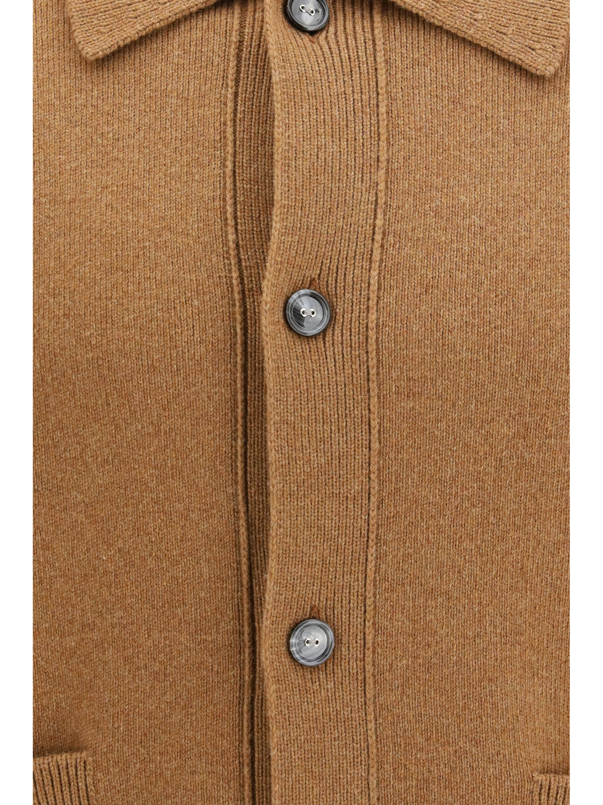 Ami Paris Wool shirt collar Cardigan - Camel