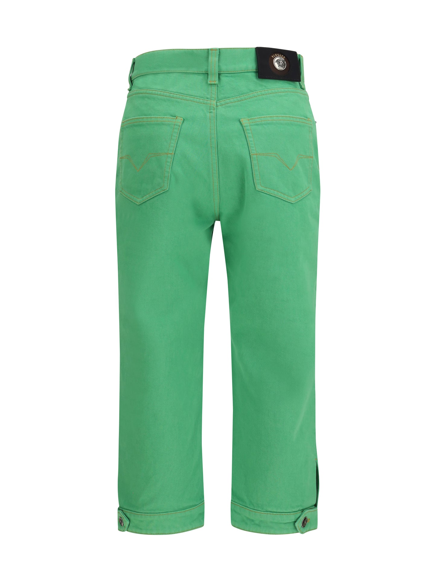 VERSACE Cropped cotton denim Jeans