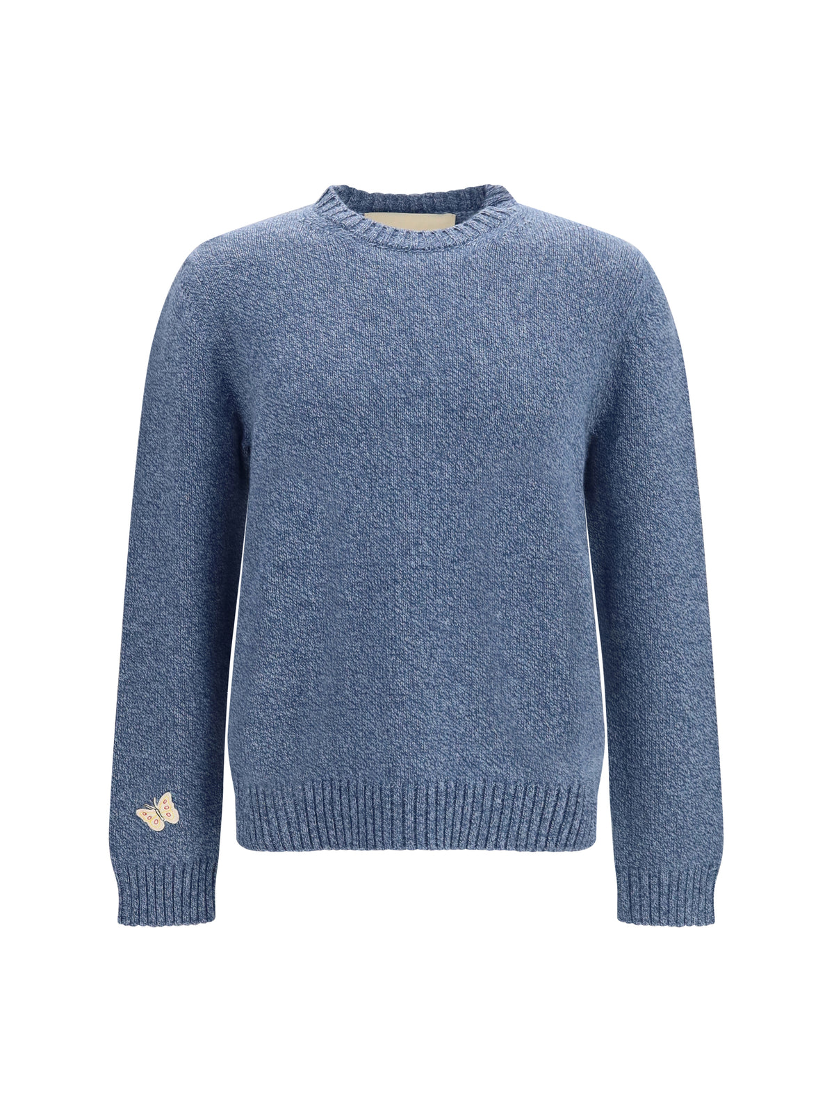Valentino Wool Sweater with Butterfly embroidery - Blue Mouline'