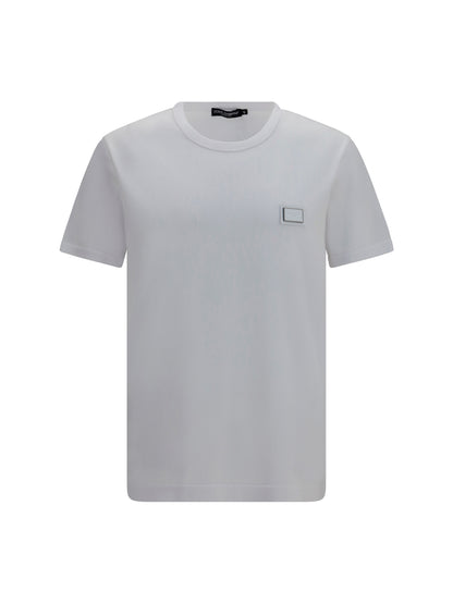 Dolce & Gabbana Cotton T-shirt with logo plaque - White Ottico