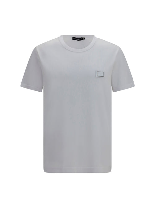Dolce & Gabbana Cotton T-shirt with logo plaque - White Ottico