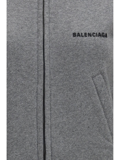 Balenciaga Fitted zip-up Hoodie - Dark Heather Grey