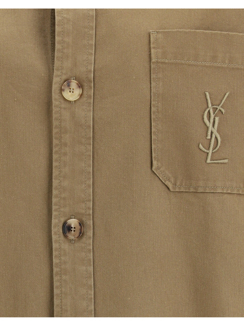 Saint Laurent Cassandre Overshirt in cotton and linen gabardine - Savane