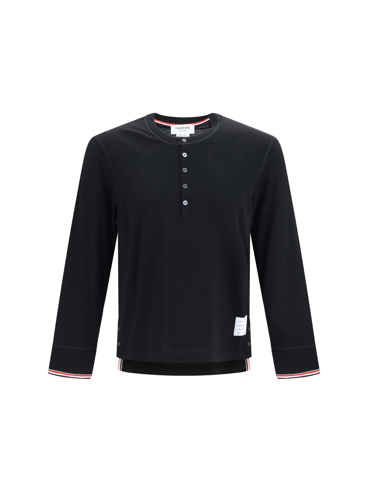 Thom Browne Buttoned Sweater with RWB cuffs - Black