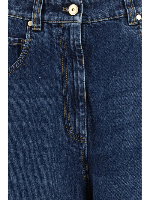 Brunello Cucinelli Wide-leg Denim Jeans - Iconic Dark Blue Denim