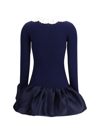 SELF-PORTRAIT Knit taffeta mini Dress