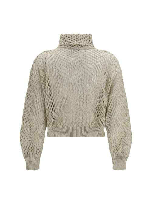 Brunello Cucinelli Open-knit Zip-up Cardigan - Beige
