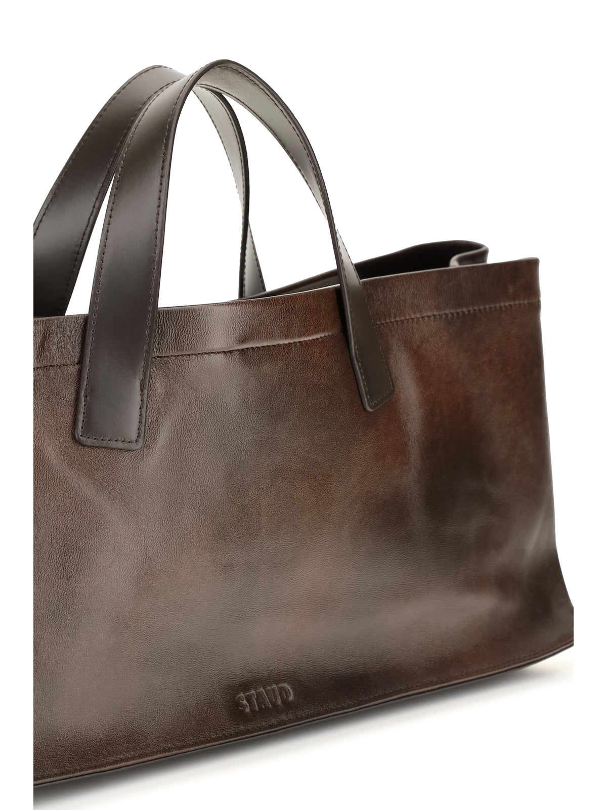 Staud Port Tote Handbag - Espresso Distressed