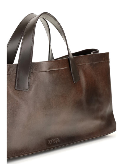Staud Port Tote Handbag - Espresso Distressed
