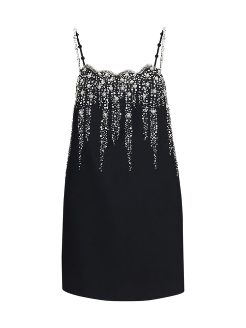 Valentino Embroidered crepe mini Dress with jewel details - Black/Silver