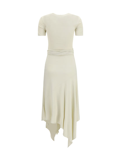 AlaïA Belted jersey Dress - Blanc Creme