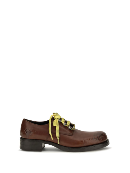 Prada Antique leather lace-up Loafers - Cacao