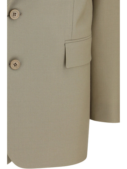 Saint Laurent Single-breasted Jacket in wool and silk - Mustard