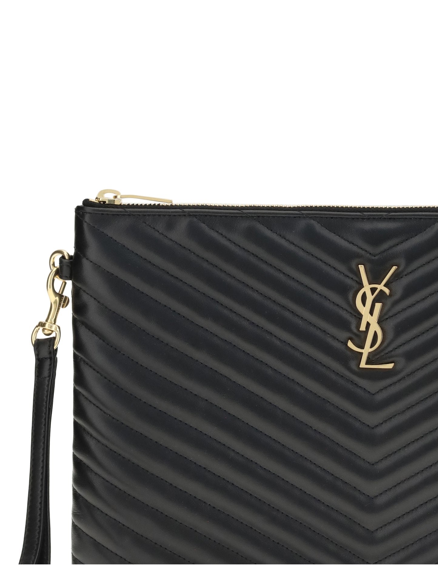 SAINT LAURENT Matelassé leather Pouch
