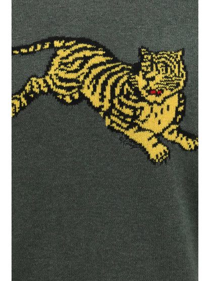 Kenzo Kenzo Jumping Tiger cotton Sweatshirt - Dark Khaki