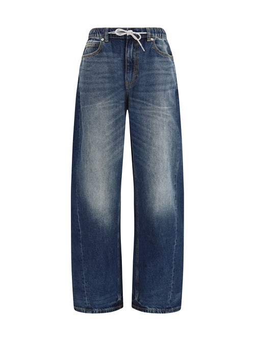 Alexander Wang Balloon Jogger Pants with Crystal Drawstring - Aged Dark Blue