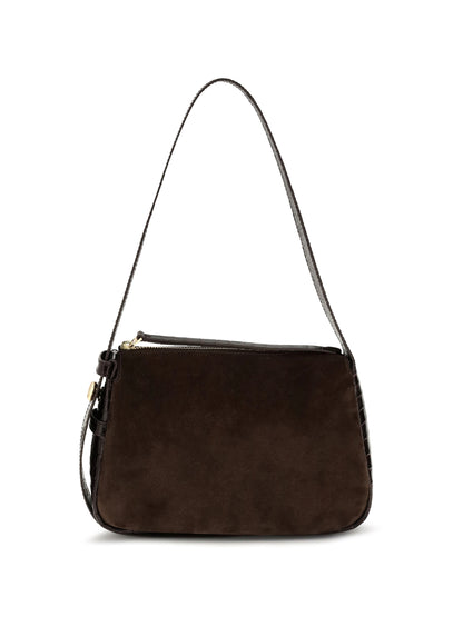 Tory Burch Small Romy suede Shoulder Bag - Dark Cocoa