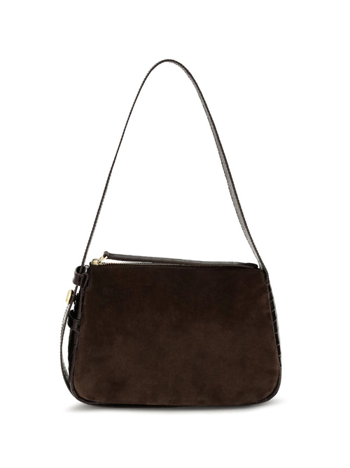 Tory Burch Small Romy suede Shoulder Bag - Dark Cocoa