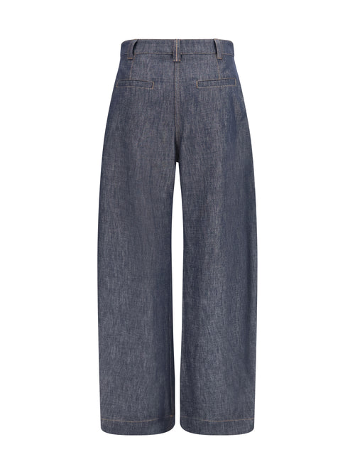 Brunello Cucinelli Lightweight denim Pants with pleats - Blue/Silver