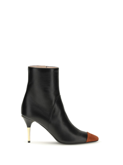 Valentino Garavani Sinead nappa and suede Ankle Boots - Deep Rust/Black