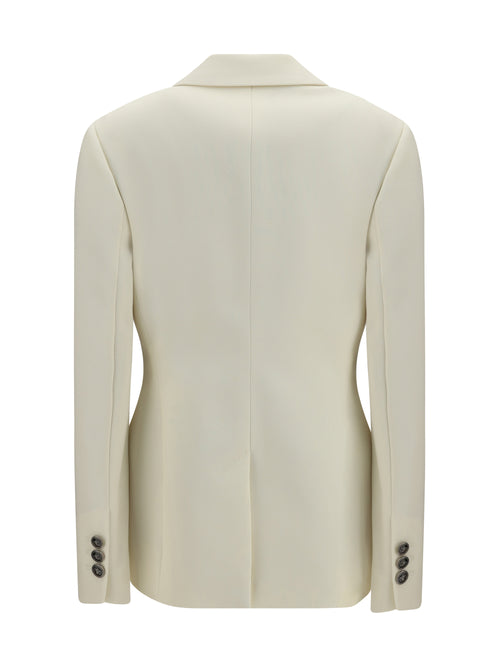 Versace Stretch wool Blazer with embroidered lapels - White