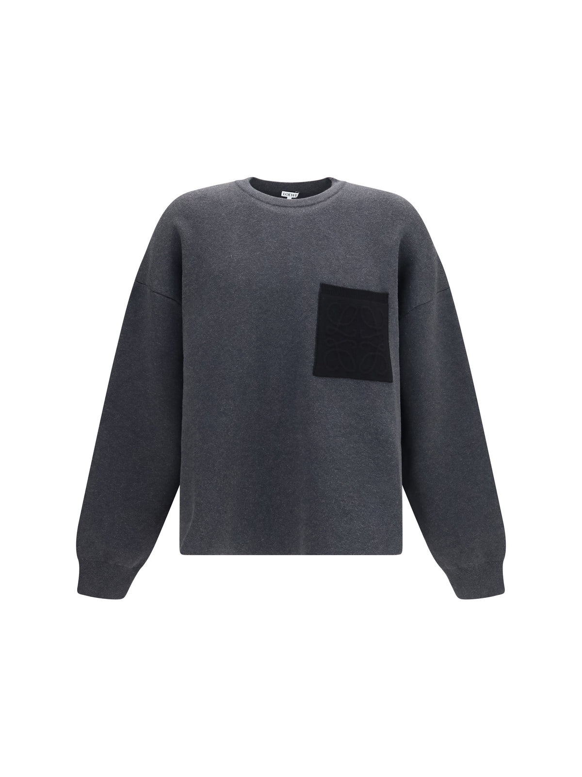 Loewe Anagram cotton-blend Sweatshirt with pocket - Grey/Black