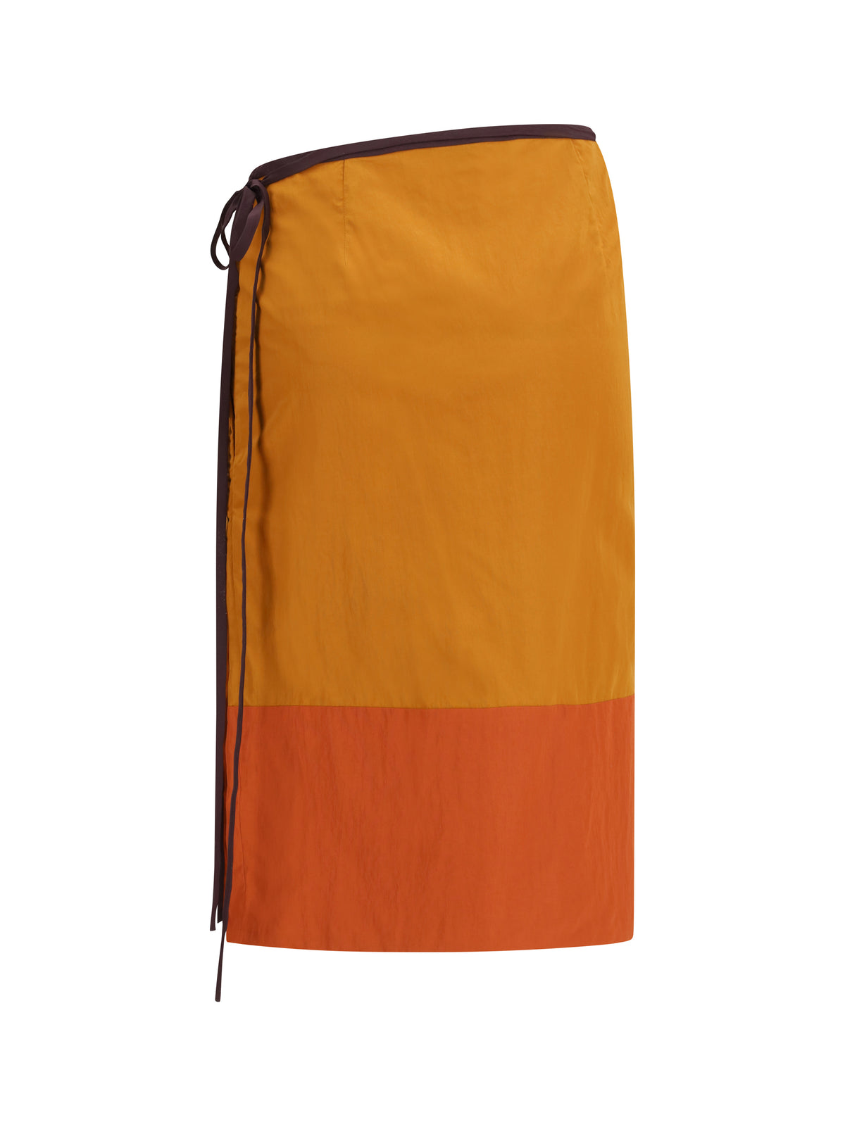 Saint Laurent Tie-detail colour-block Skirt - Teak