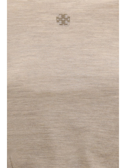 Tory Burch T Logo Wool Sweater - Light Beige Melange