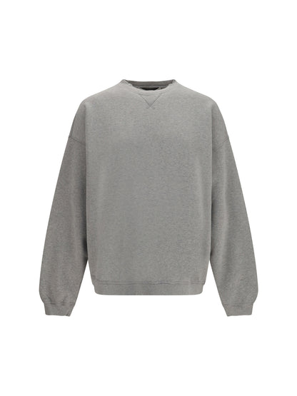 Golden Goose Oversized Crewneck Sweater with lettering on the back - Alluminium Melange Gray