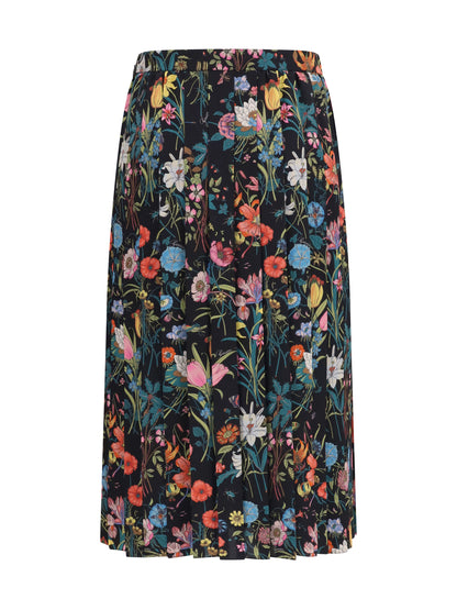 GUCCI Flora printed silk midi Skirt