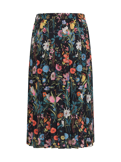 Gucci Flora printed silk midi Skirt - Black/Multicolor/Mc