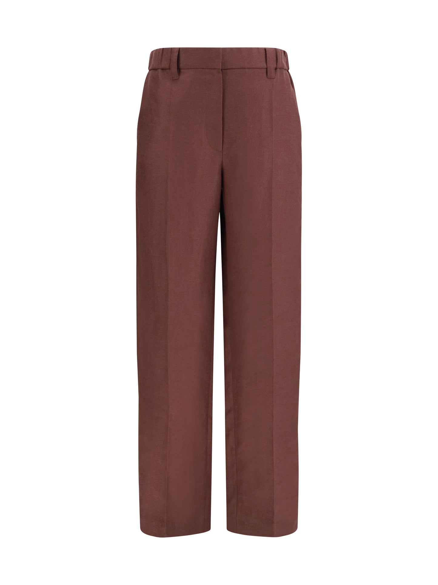 BRUNELLO CUCINELLI Wide-Leg Pants in linen with elastic waistband and belt loops