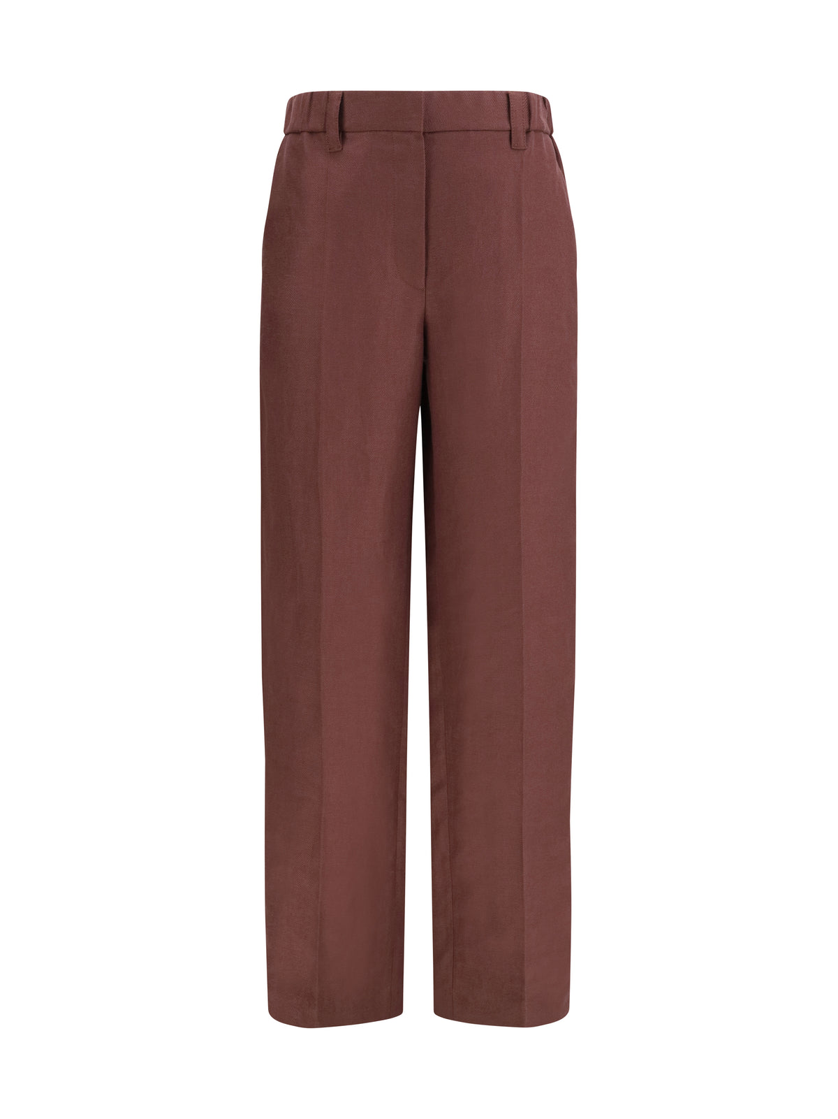 Brunello Cucinelli Wide-Leg Pants in linen with elastic waistband and belt loops - Rhubarb