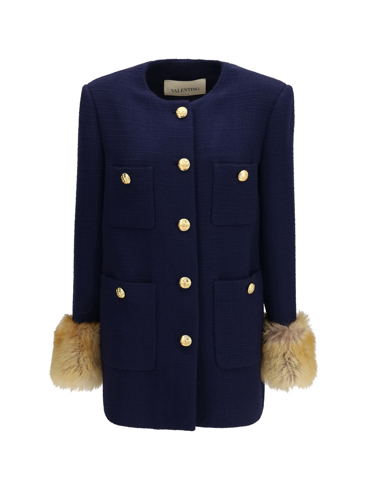 Valentino Wool tweed Caban Coat - Sad Navy