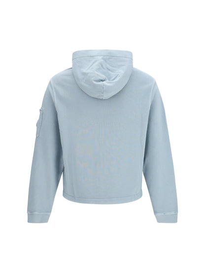 C.P. COMPANY Cotton diagonal fleece zip hooded Sweatshirt