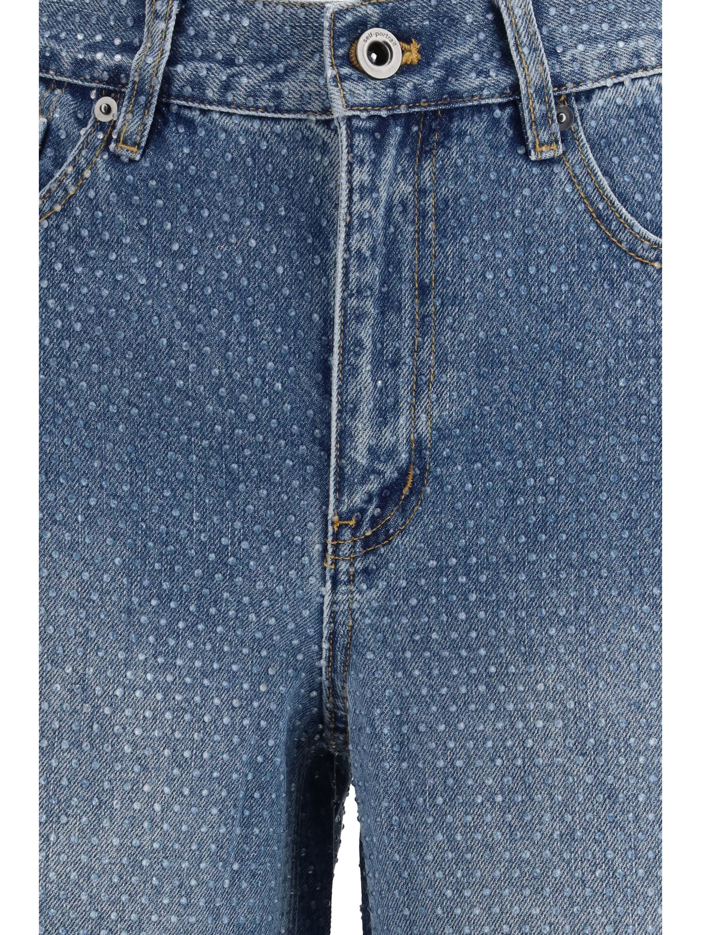 SELF-PORTRAIT Straight-leg Jeans with all-over rhinestones