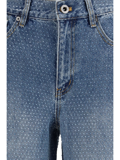 SELF-PORTRAIT Straight-leg Jeans with all-over rhinestones