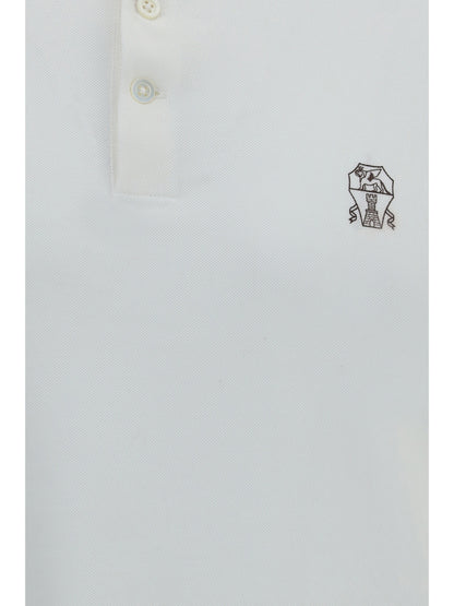 Brunello Cucinelli Cotton Polo - Off White+Testa Di Moro