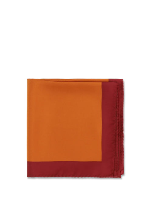 Saint Laurent Cassandre square silk twill Scarf - Orange/Burgundy
