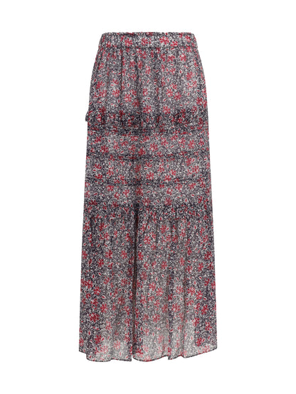 Marant Étoile Volomia long ruffled Skirt - Crushed Berry