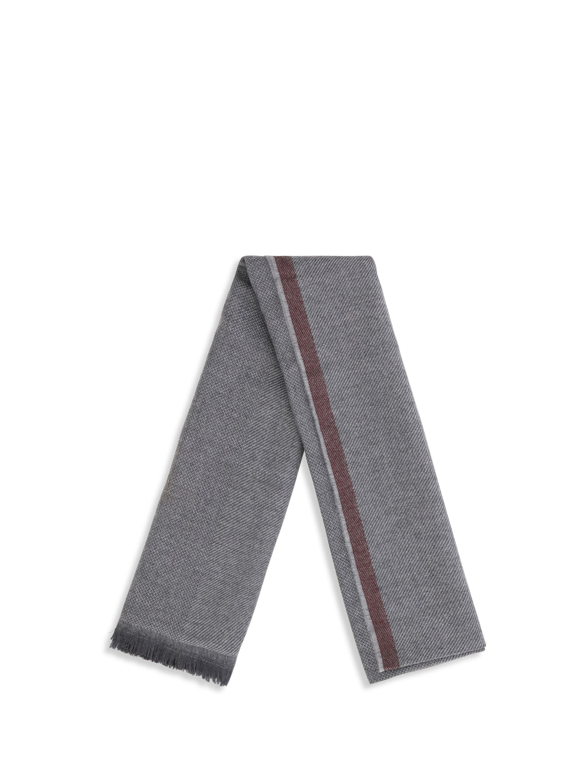 Brunello Cucinelli Cashmere Scarf - Grey Burgundy