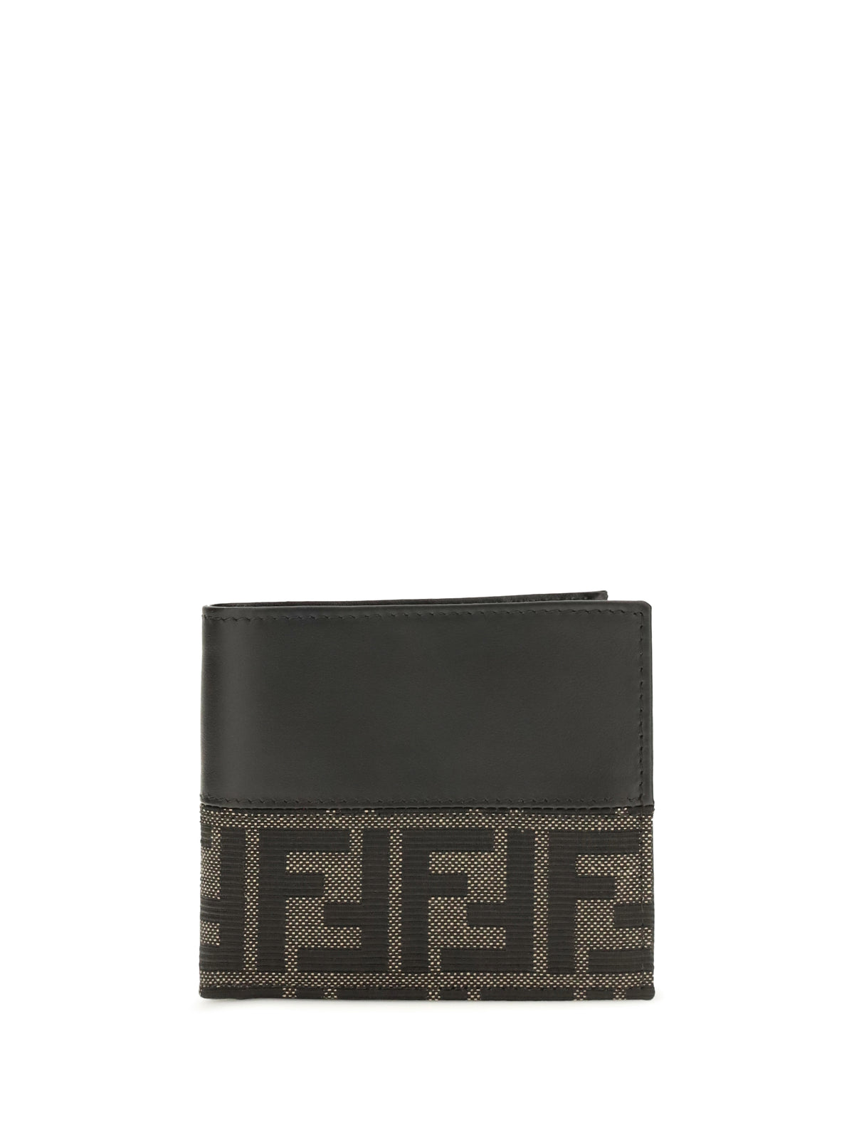 Fendi FF jacquard bifold Wallet - Nero+Tabacco Moro