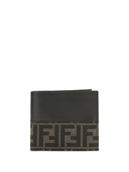 Fendi FF jacquard bifold Wallet - Nero+Tabacco Moro