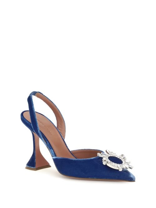 Amina Muaddi Begum velvet Slingback Sandals - Indigo Blue Velvet