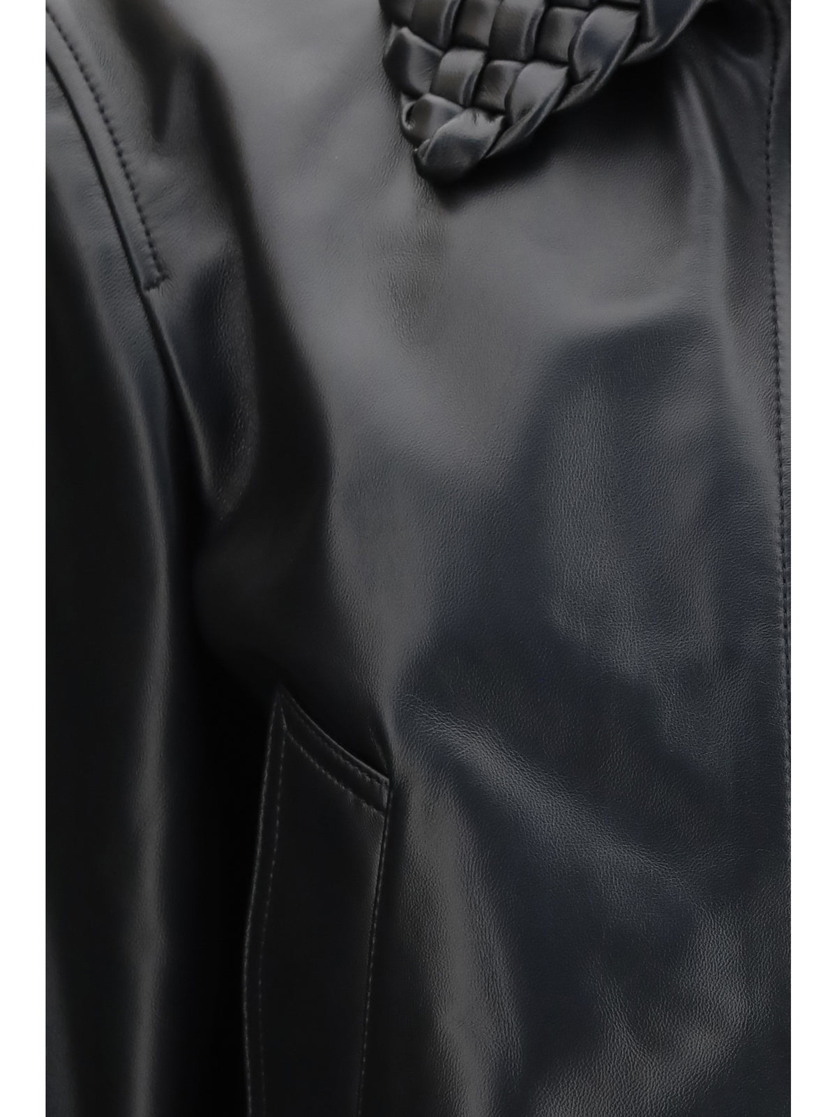 Bottega Veneta Glossy leather padded Jacket - Double Black