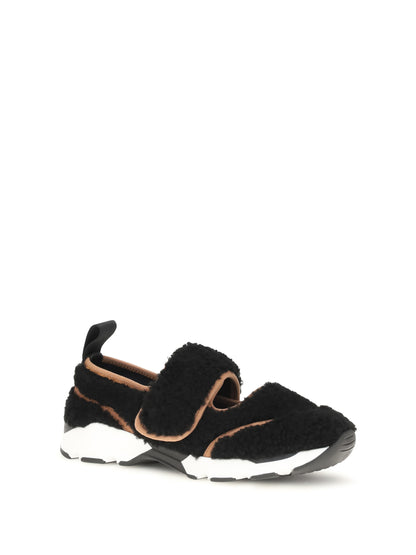 Marni Mary Jane shearling Sneakers - Black