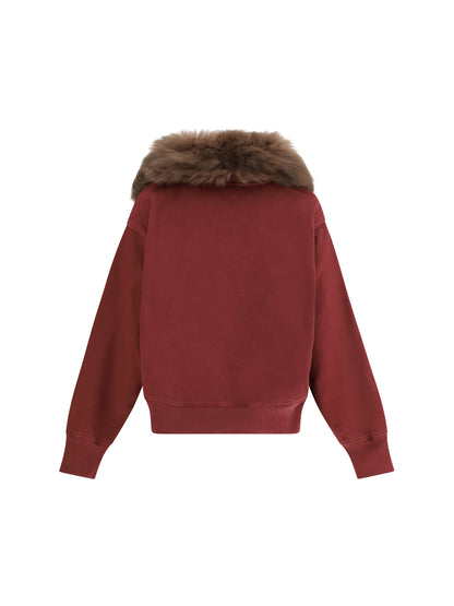 Prada Sweatshirt with a shearling collar - Burgundy